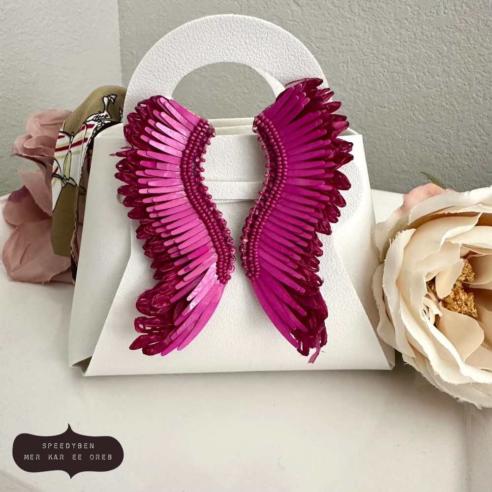 MIGNONNE GAVIGAN Magenta Raffia Madeline Earrings